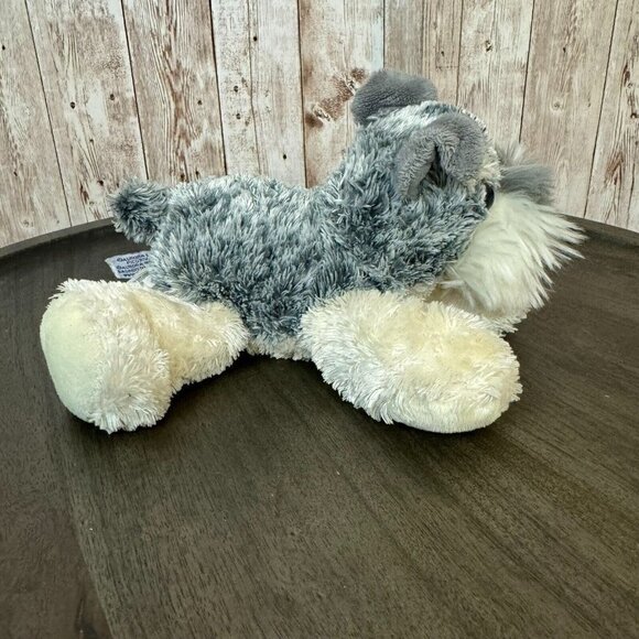 Aurora Flopsie Ludwig The Schnauzer Stuffed Animal Cream Gray Puppy Plush - Picture 3 of 11